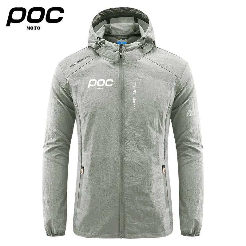 New Men MOTO POC Cycling Hooded Jackets Windbreaker Ultra Light Coat Summer Outdoor Quick Dry Sun-Protective Thin Jacket