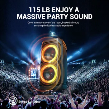 W-KING T11 100W RMS Bluetooth Speakers, IPX6 Waterproof, BT 5.3 Portable Party Boombox Wireless Deep Bass/115dB Loud Massive Sound 2