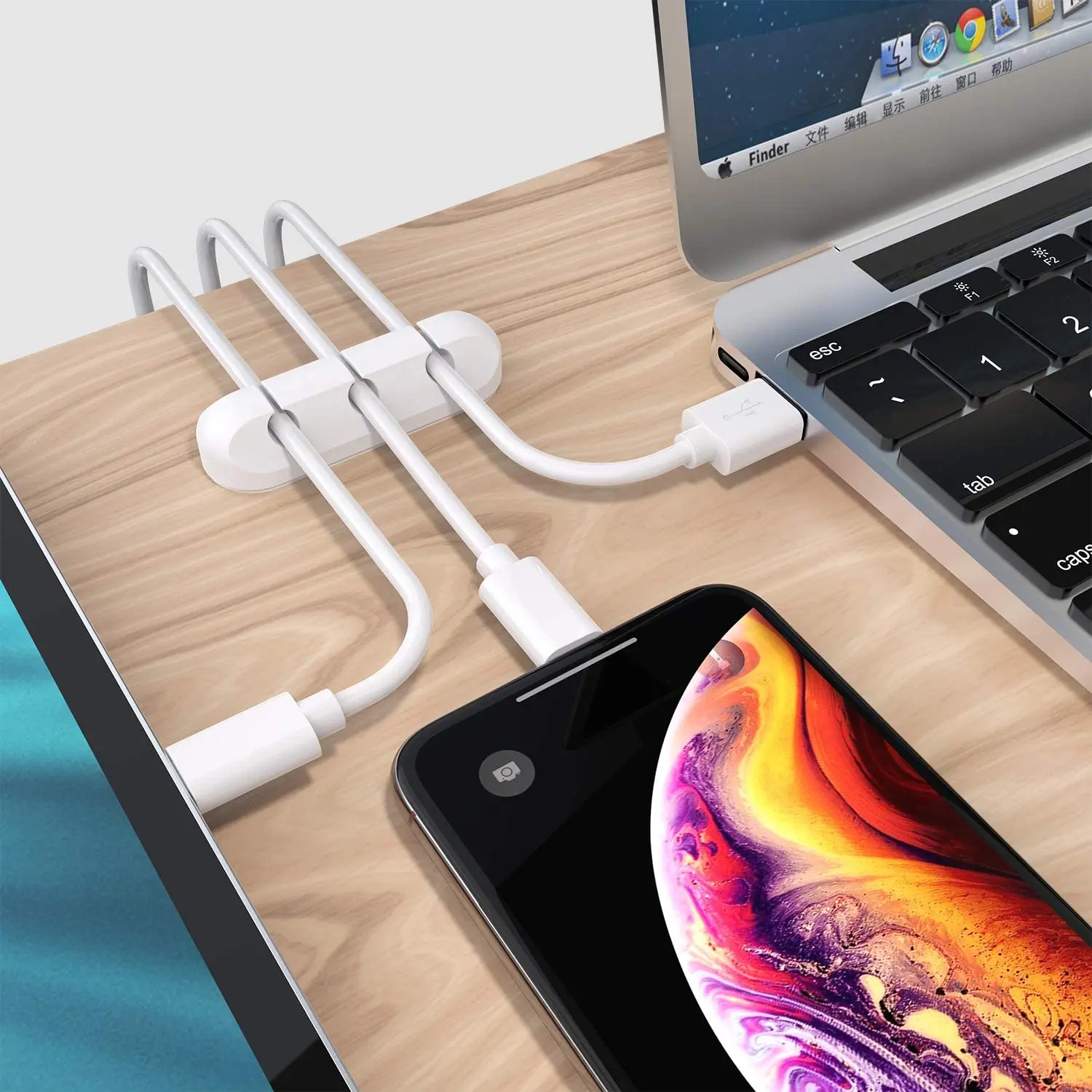 Silicone USB Cable Holder Clips for Desktop Cord Management