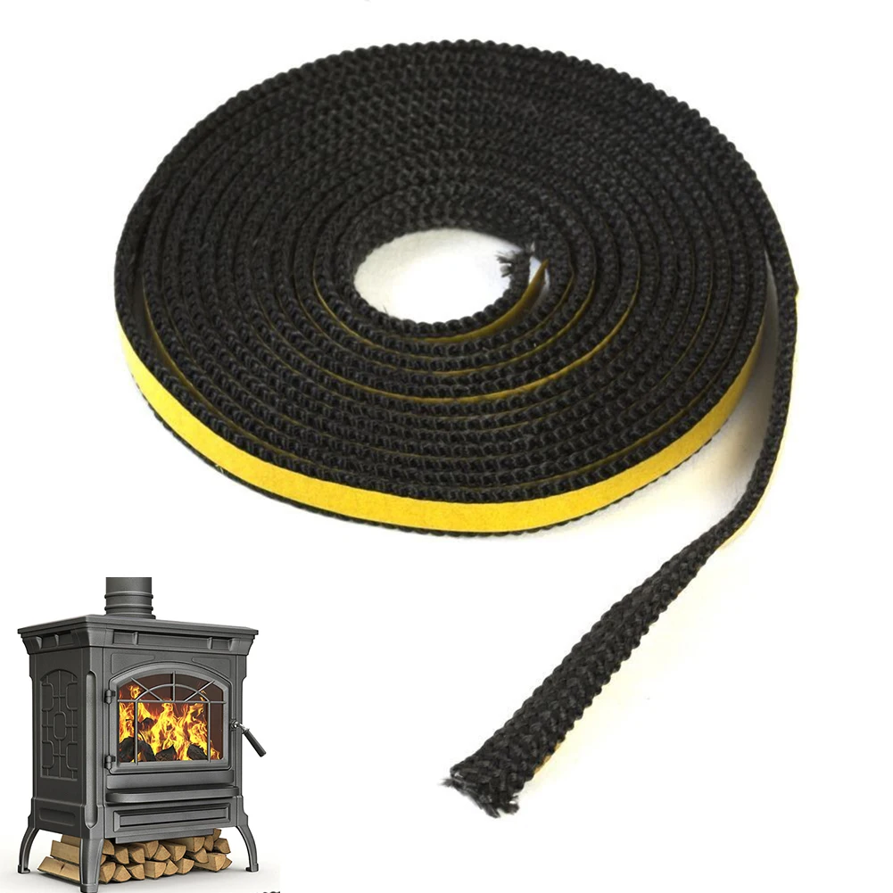 4M Fireplace Seal Rope Self-Adhesive Fiberglass Sealing Tape Temperature Resistant Furnace Stoves Door Gasket Cord 10X2mm