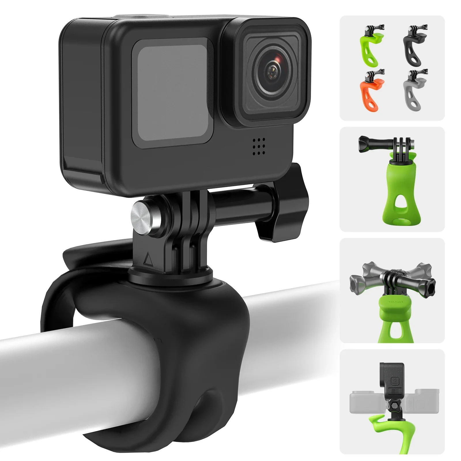 Bracelet silicone ajustable pour GoPro, montre ou caméra d'action, porté au poignet.