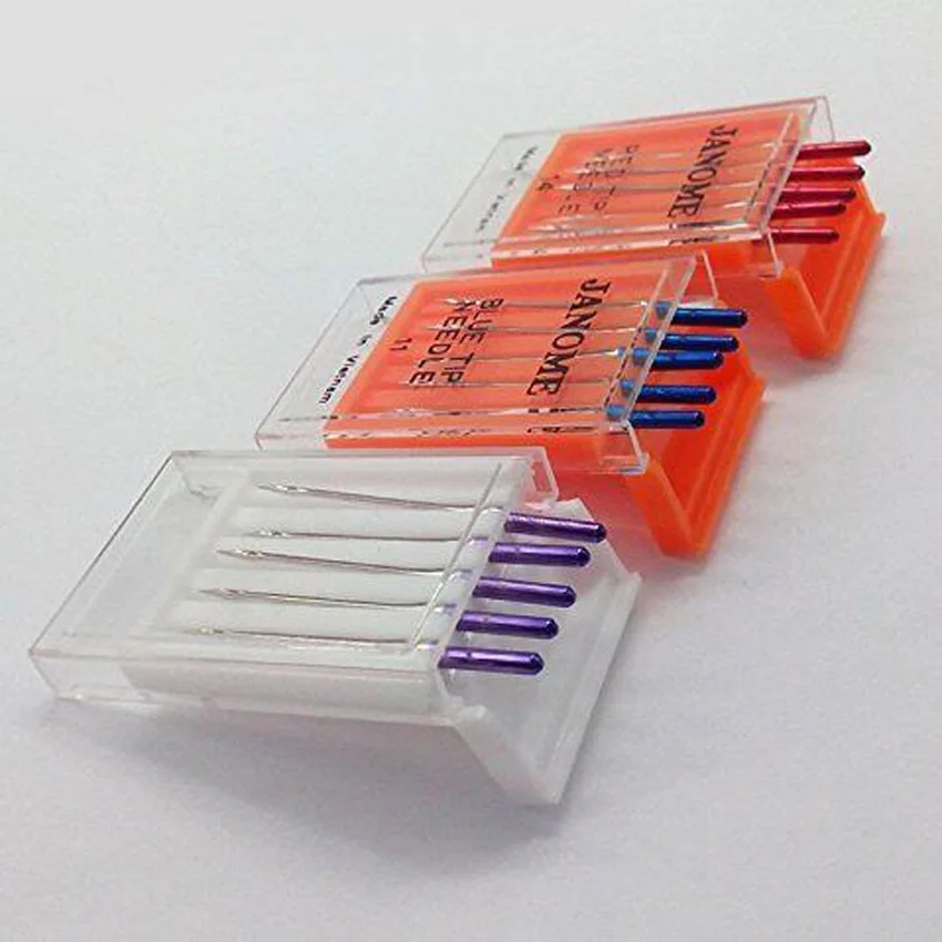 JanomeSewingMachineBlueTipNeedletamanho11pontaroxaNeedles14