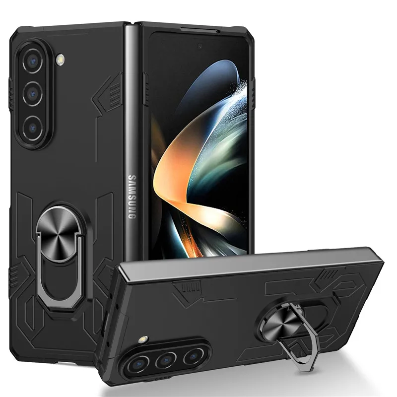 Per Samsung Galaxy Z Fold 5 Case Supporto Ad Anello Magnetico In Metallo Custodia Antiurto Per Telefono Armatura Per Galaxy Zfold5 5G Cover Posteriore