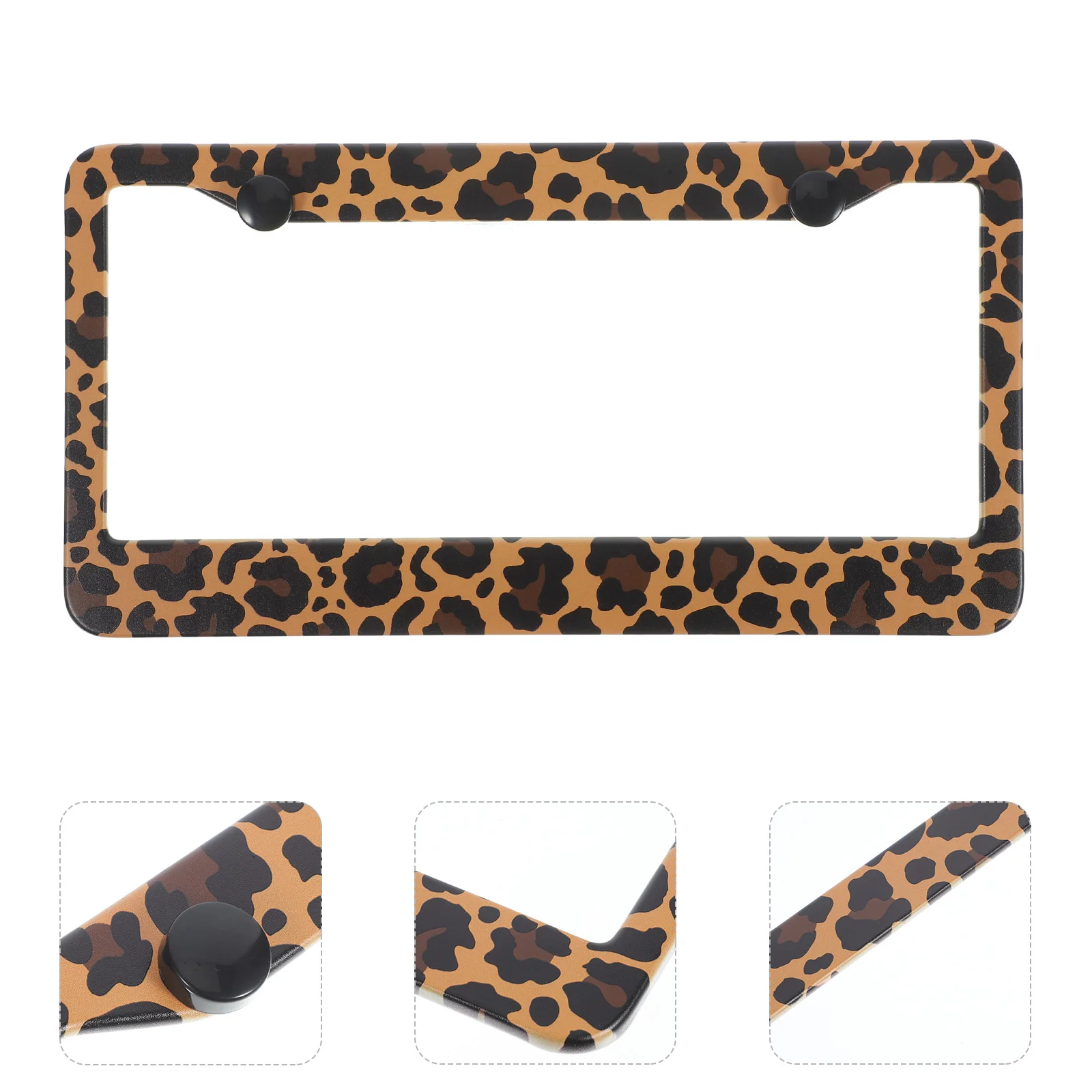 

License Plate Frame Leopard Print Holder Aluminum Alloy Car Licenses Covers Holders