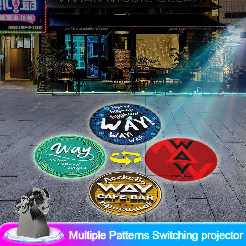 

4 Logos Conversion Multiple Patterns Switching Customized Advertising Waterproof Gobo Projector