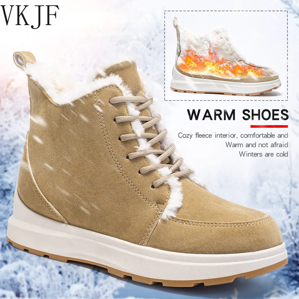 

Thick Plush Snow Boots for Women Winter 2023 Faux Suede Non Slip Cotton Shoes Woman Keep Warm Platform Ankle Booties Plus Size