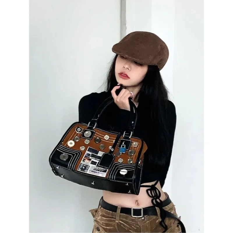 Handbag Handmade Button Trend Personality Shoulder Bag for Women New Fashionable Creative Funny Cool Handsome Creative Tote Bag