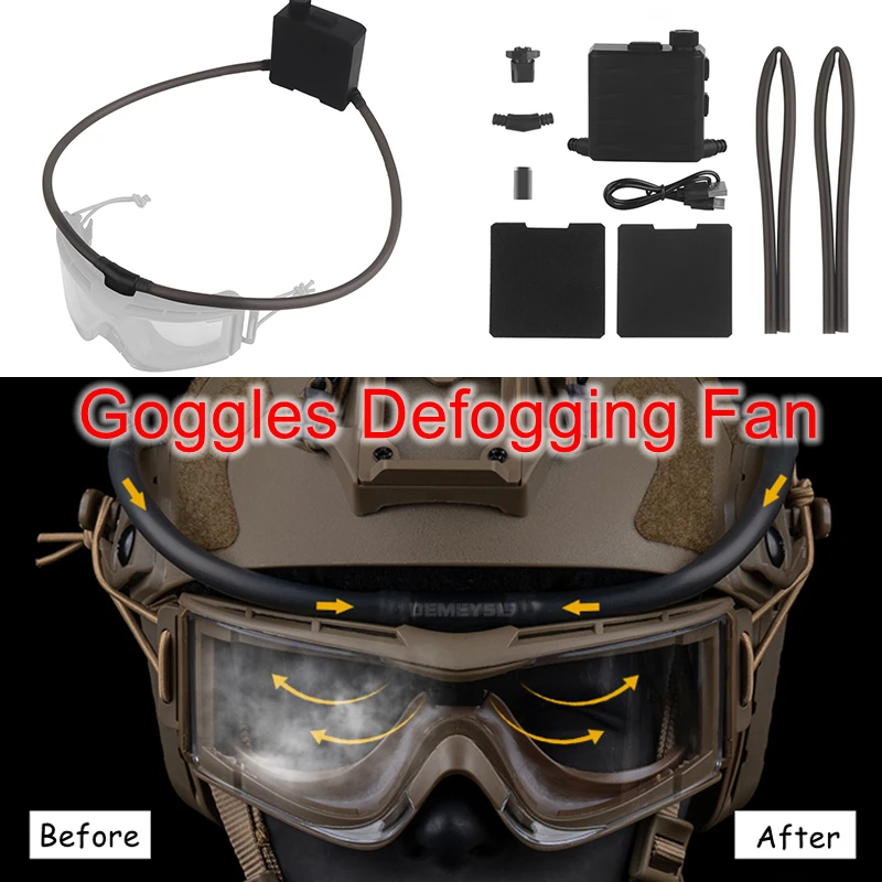 Tactical Goggles Anti-fog Defogging Ski Mask Fan Defogger Kit for Airsoft Shooting Motocross Glasses