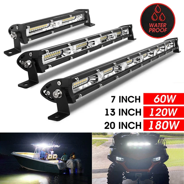 2Pcs 38inch 180W Spot Flood Slim Single Row LED Work Light Bar Car SUV Off  road