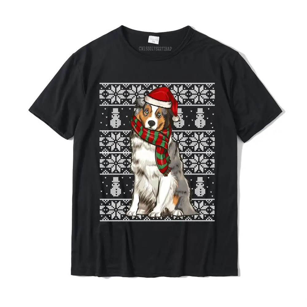 

Santa Hat Xmas Australian Shepherd Ugly Christmas Sweatshirt Funny Male Top T-Shirts Group Tops T Shirt Cotton Casual