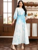 Spring New Arrival: Sweet Floral Print Long Dress - Color-Block Design, Puff Sleeves, Pockets For Spring 1