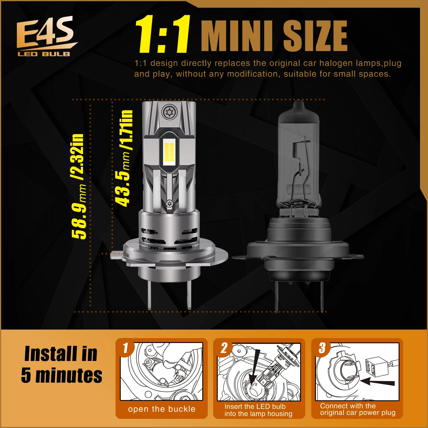 2개 H7 PX26d LED 헤드라이트 전구 초강력 차량용 라이트 고출력 자동차 터보 다이오드 화이트 모토 안개등 12v 55W H18