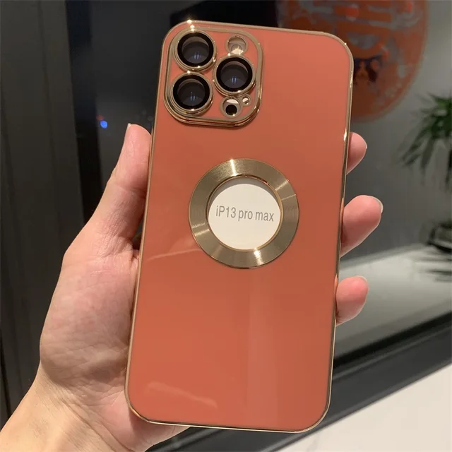 New luxury case for iphone 11 12 13 mini pro MAX back cover bumper etui capa CD pattern plating dropshipping Camellia red gold