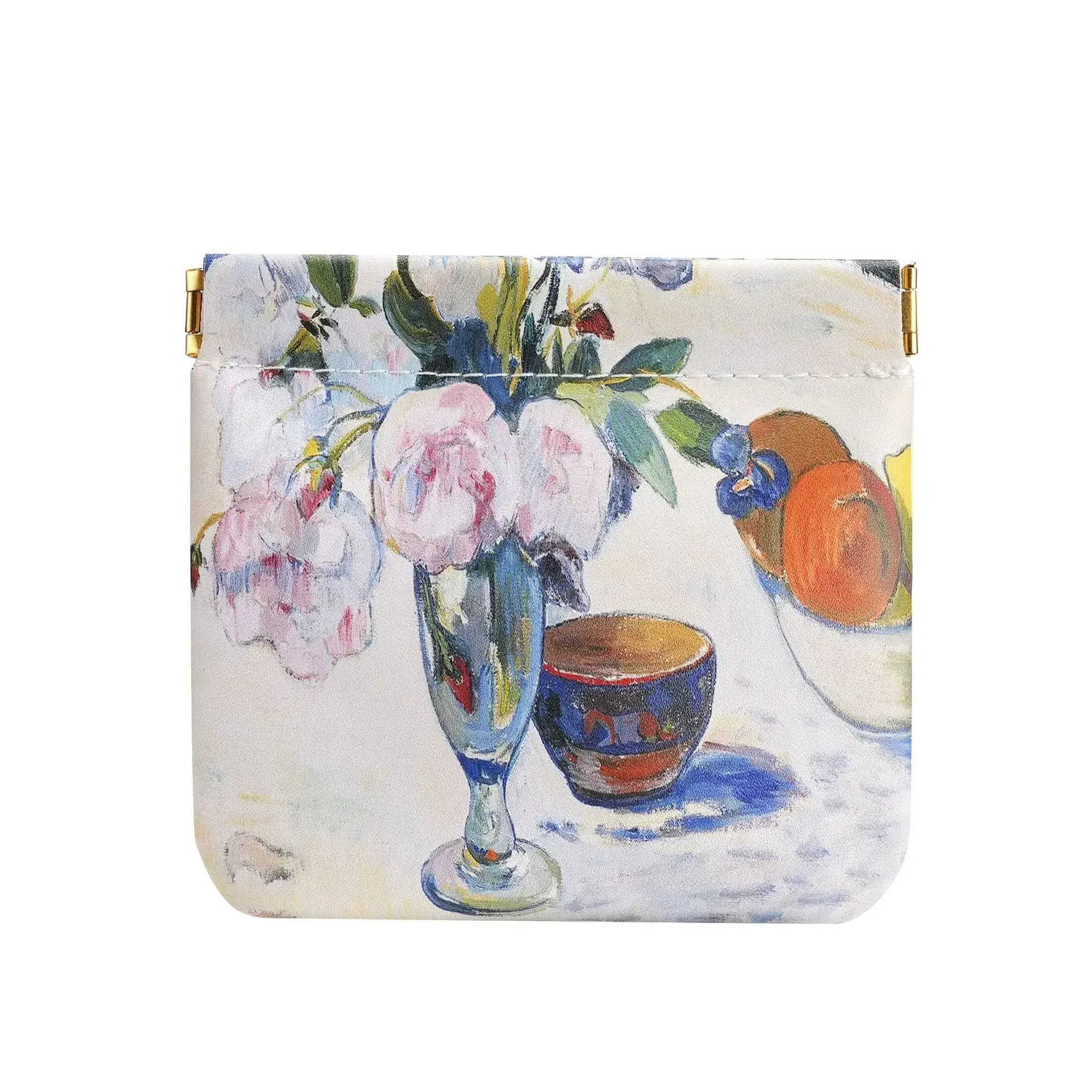 3 Size Floral Data Cable Storage Bag Automatically Closes Bags Waterproof PU Sunglasses Storage Bag USB Cable Carry-on Holder