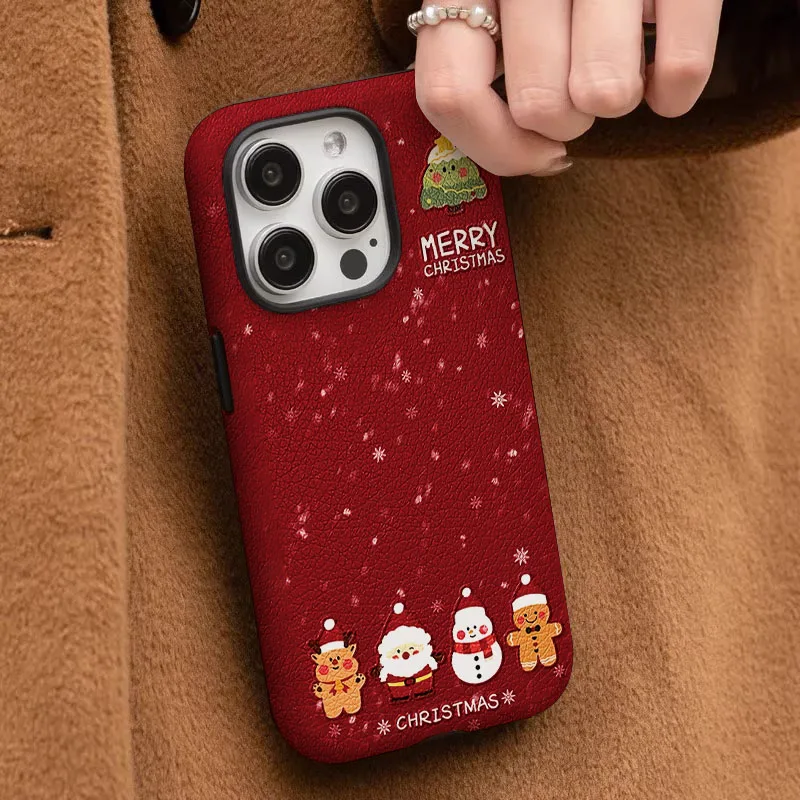 Dual-Layer Snowman Shockproof Phone Case with Bumper Protection