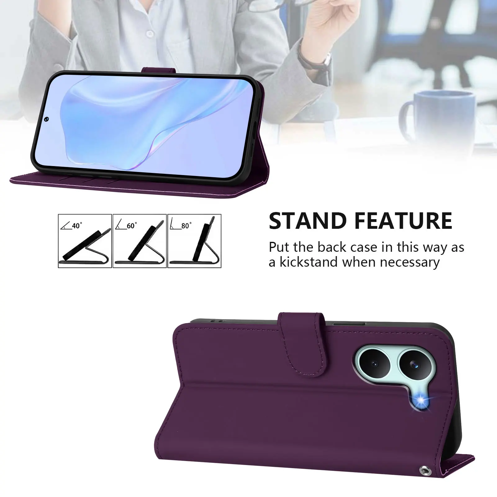 Solid Color Luxury Leather Flip Wallet Phone Case
