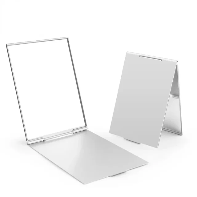 Mini miroir de poche pliable en aluminium, portable, maquillage, voyage, main, petit, vanité, pliable, compact, outils cosmétiques 2