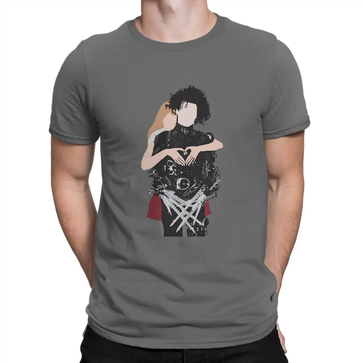 thumbnail image 1 of Camisetas para hombre con estampado de corazón, camisetas novedosas de algodón, camiseta de manga corta de Eduardo Manostijeras, ropa de cuello redondo, idea de regalo, 1 of 7