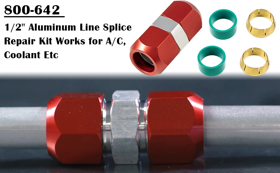 800-642 1/2`` Aluminum Line Splice Repair Kit Works for A/C, coolant Etc