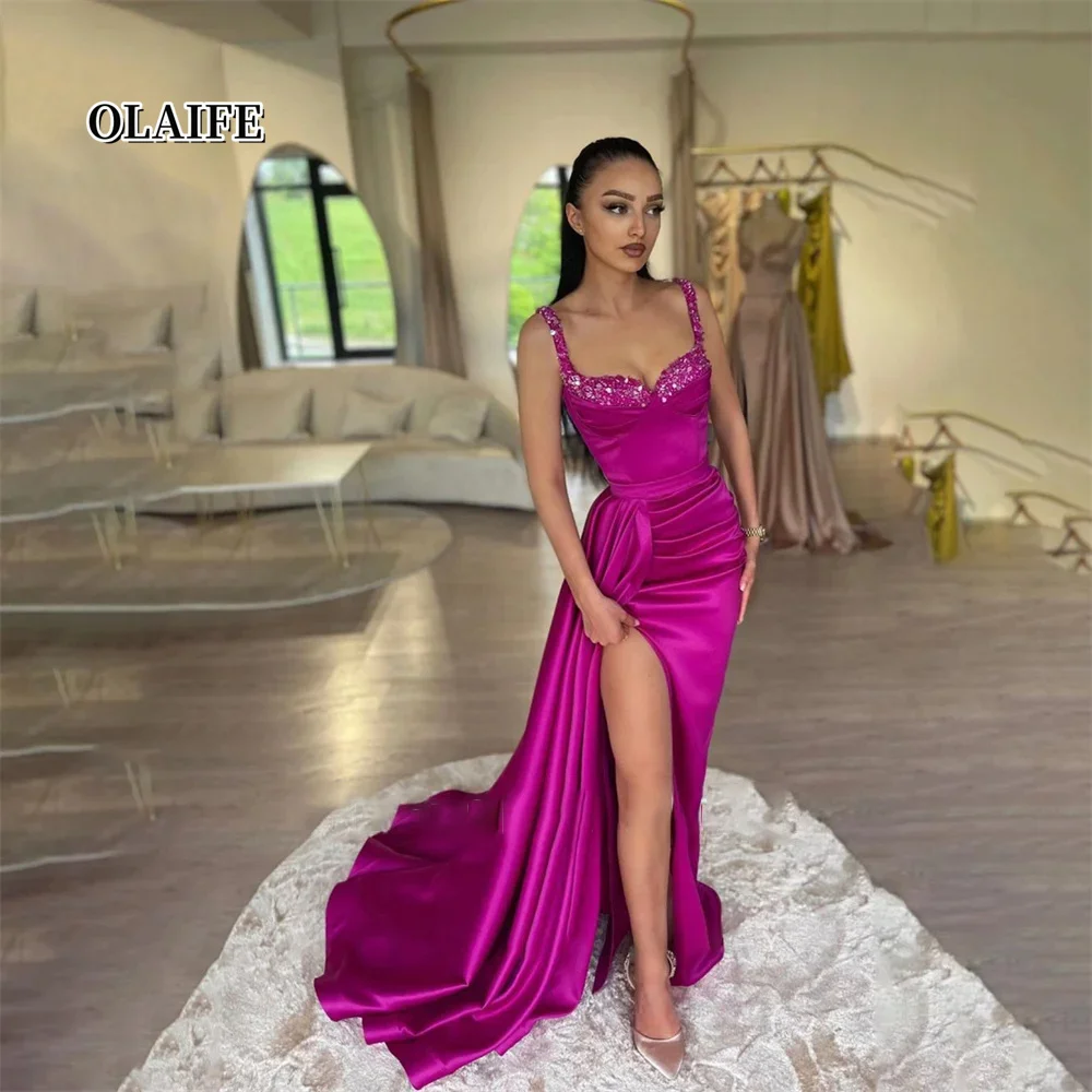 

Luxury Prom Dress Sheath Satin Sweetheart Pleats Long Prom Dresses Woman Party Night Floor-Length Robe De Soiree فستان سهرة