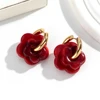 Boucles d'oreilles en forme de fleur acrylique colorée pour femmes et filles, cercles en acier inoxydable, tendance 2025, bijoux cadeaux