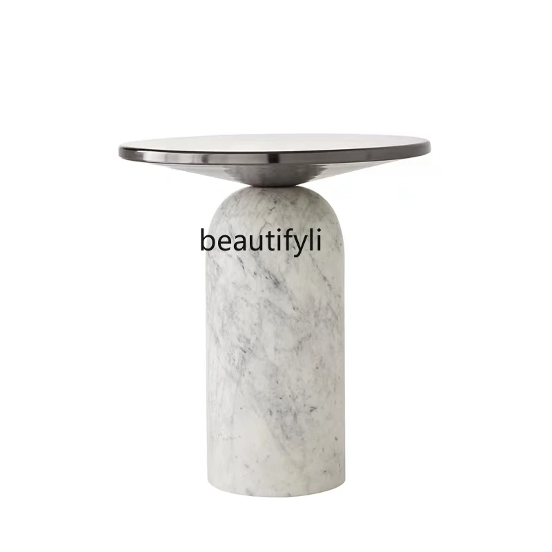 

New Marble Side Table Living Room Sofa Corner Table Simple Modern Designer Creative Balcony Small round Table