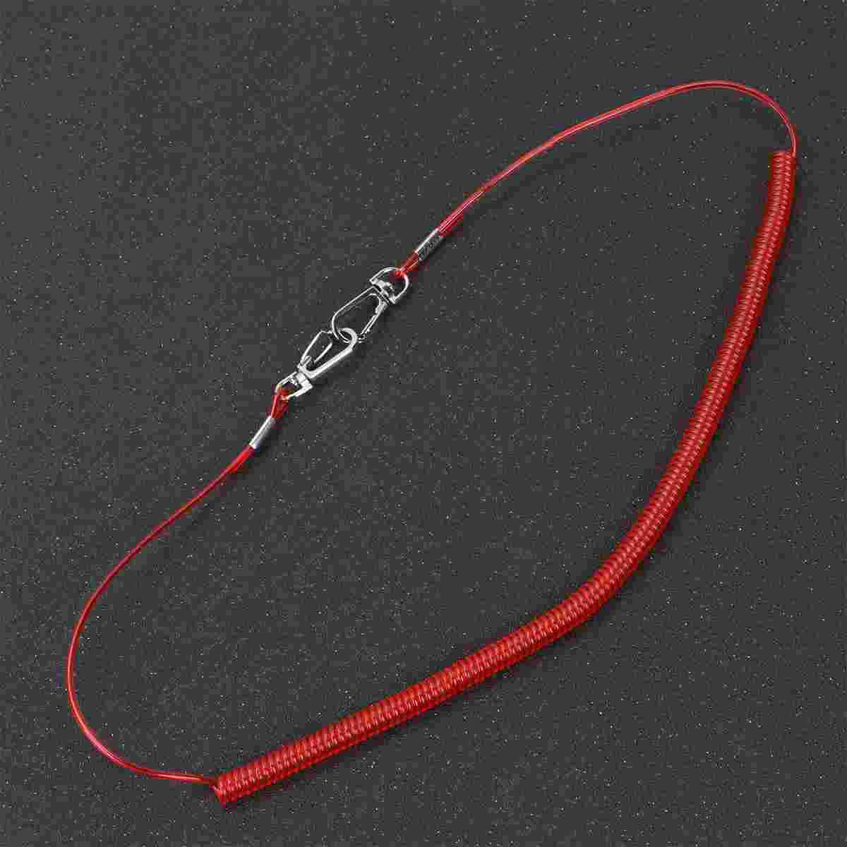 

Retractable Fishing Lanyard Elastic Steel Ropes Key Rings Anti-Lost Spring Fishing Tether For Outdoor With Steel Wire