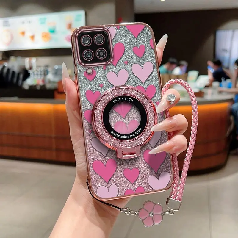 Adorable Heart Phone Case Set with Lanyard and Stand