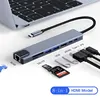 8in1 USB C HUB Type C Splitter 4K Thunderbolt 3 Docking Station Laptop Adapter For Macbook Air M1 iPad Pro RJ45 HDMI Computer 6