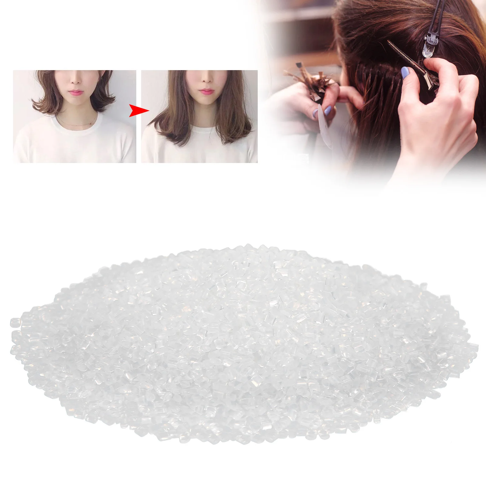 2 Bottles Keratin Clear Granule Beads, Hair Extension Keratin Granule Hot  Fusions Extension Glue Bead Accessory for Hot Nail Tip Hair Extensions 50g