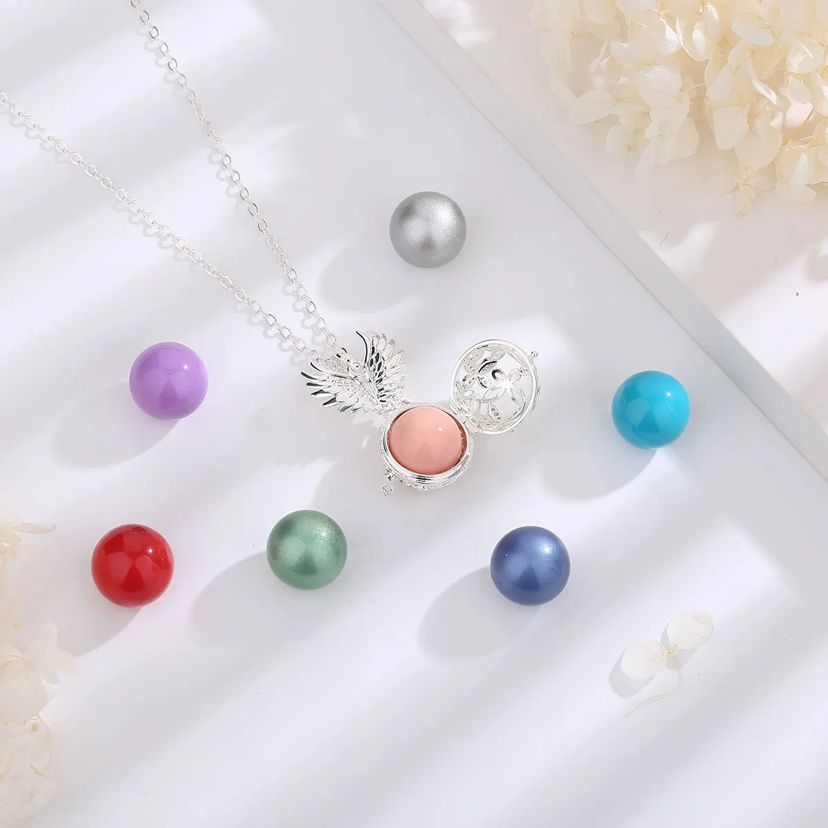 Eudora New Harmony Ball 16mm Winged Angel Girl Cage Pendant Necklace Angel Caller Personality Fashion Jewelry For Pregnant Women 4