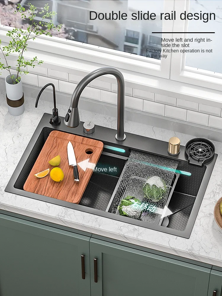 Undercounter sink Feiyu Cabinet built-in kitchen large single sink 304 stainless steel Feiyu waterfall washbasin