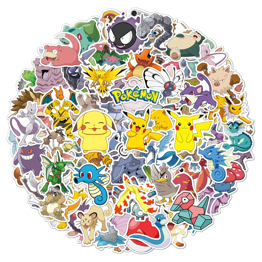 10/30/50/100PCS Funny Pokemon Game Anime Stickers DIY Skateboard Laptop Helmet Phone Luggage Car Decals Kids Sticker Toy Gift 10 30 50pcs blue prison bluelock day cartoon stickers scrapbook anime decorative cup waterproof laptop phone diy helmet stickers