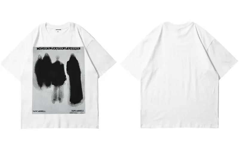 Men's Streetwear Dark Shadow Printed Short Sleeve Cotton T-Shirt - true deals club