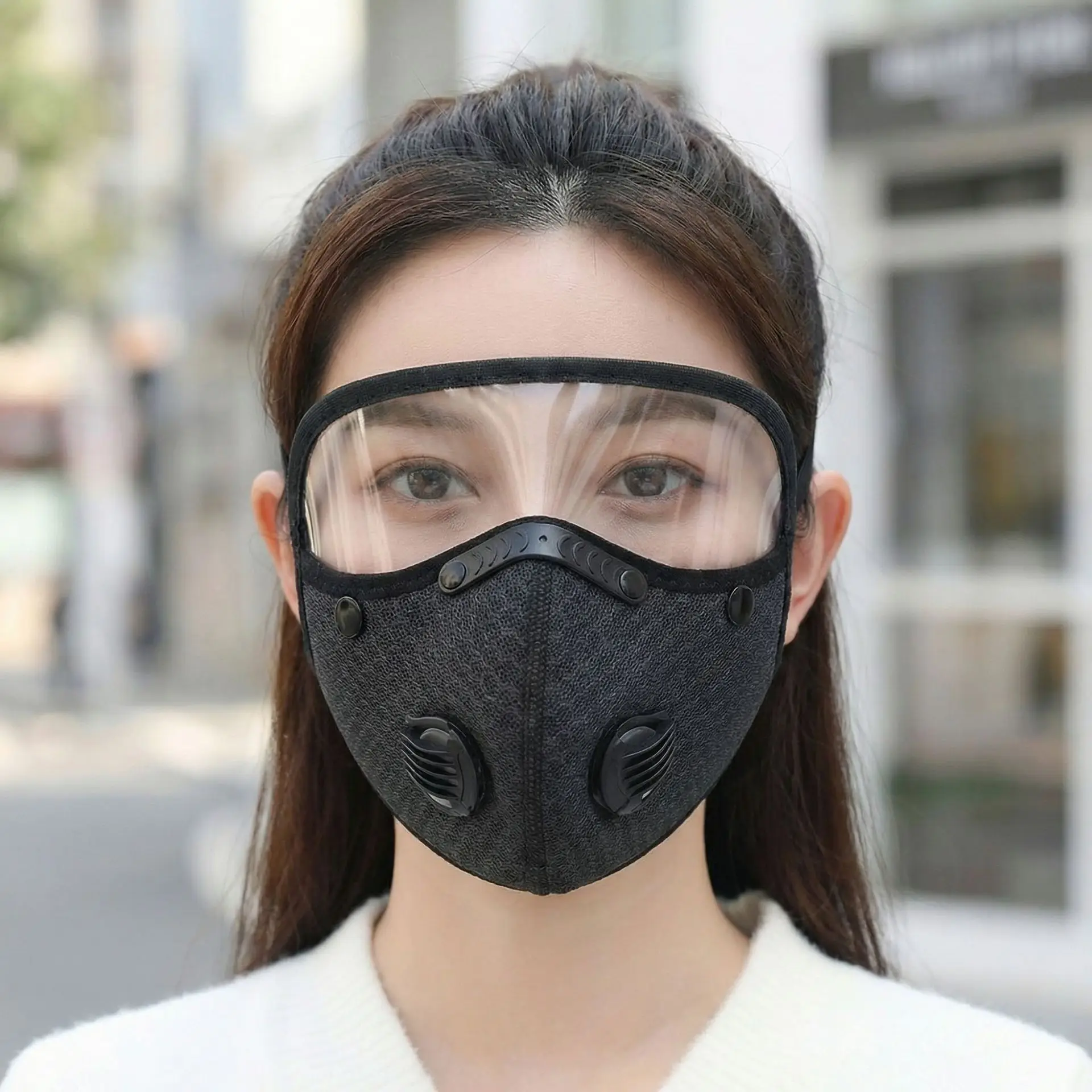 필터 고글이 포함된 새로운 사이클링 페이스 마스크 먼지 마스크 스포츠 세척 가능 재사용 가능한 페이스 마스크 남성용 반다나 활성탄 필터