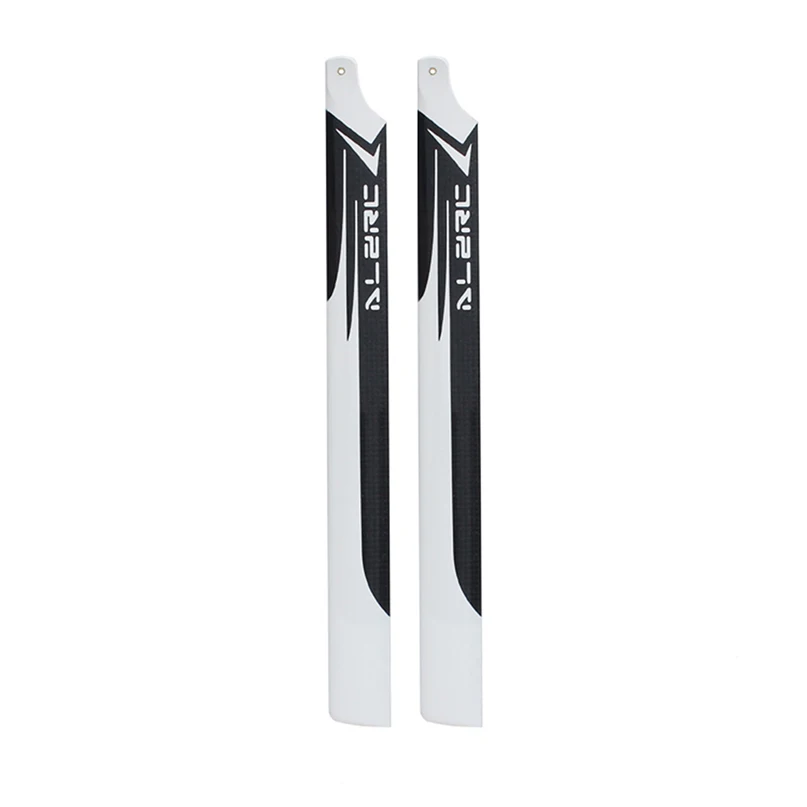 Détail des pales de rechange pour hélicoptère RC R Series, avec mesure de la longueur de 520mm.