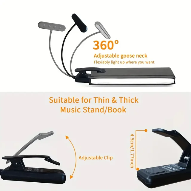thumbnail image 2 of Vekkia Rechargeable Book Light - 14 LED, 3 Colors & 3 Brightness, 180° Adjustable Clip, Eye Care Reading Lamp For Bed 2 of 10