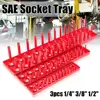3 Pcs/1/4'' 3/8'' 1/2'' Socket Organizer Sleeve Holder Garage Storage Tool Metric SAE Plastic Home Tool Rack Tray Organizer 3