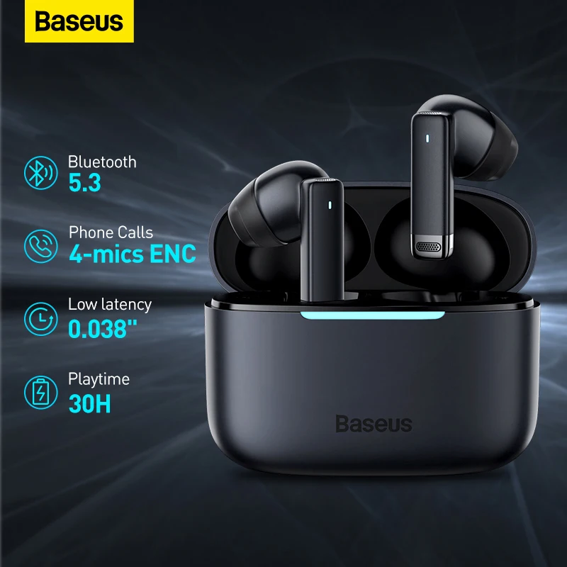  Baseus Bowie E9 Wireless Earphone Bluetooth 5.3 with 4-mics ENC True Wireless Headphone Noise Canceling Gaming Sport HiFi Earbud 