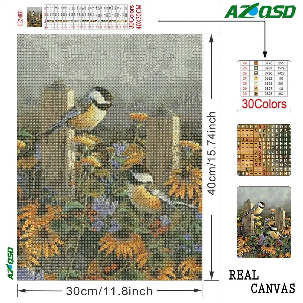 AZQSD Diamond Painting Birds Full Square Diamond Embroidery Animal Mosaic Winter Picture Of Rhinestones Cross Stitch Home Decor diamond painting diamond painting accessories