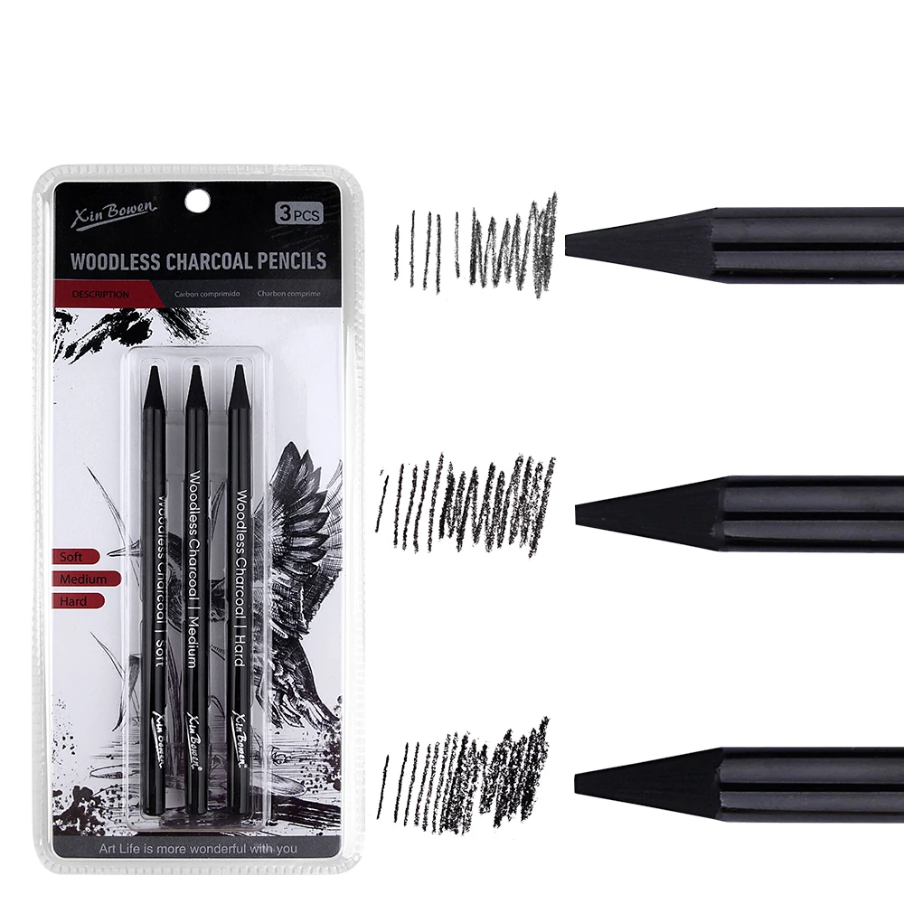 Woodless Graphite Pencils Set Soft Medium Hard Sketch Drawing Black Charcoal Pencils Art Supplies for Artists Students sketch pencils charcoal pencils sketch drawing tools 3pcs