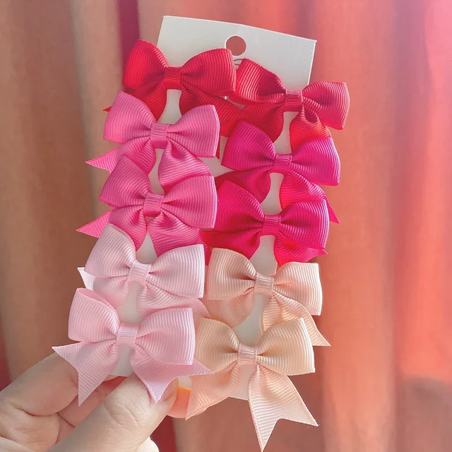 10PCS/SET  Grosgrain Ribbon MiNi Hair Bows with Clip for Girls Hairpins Boutique Barrettes Headwear Cute Kids Hair Accessories 3