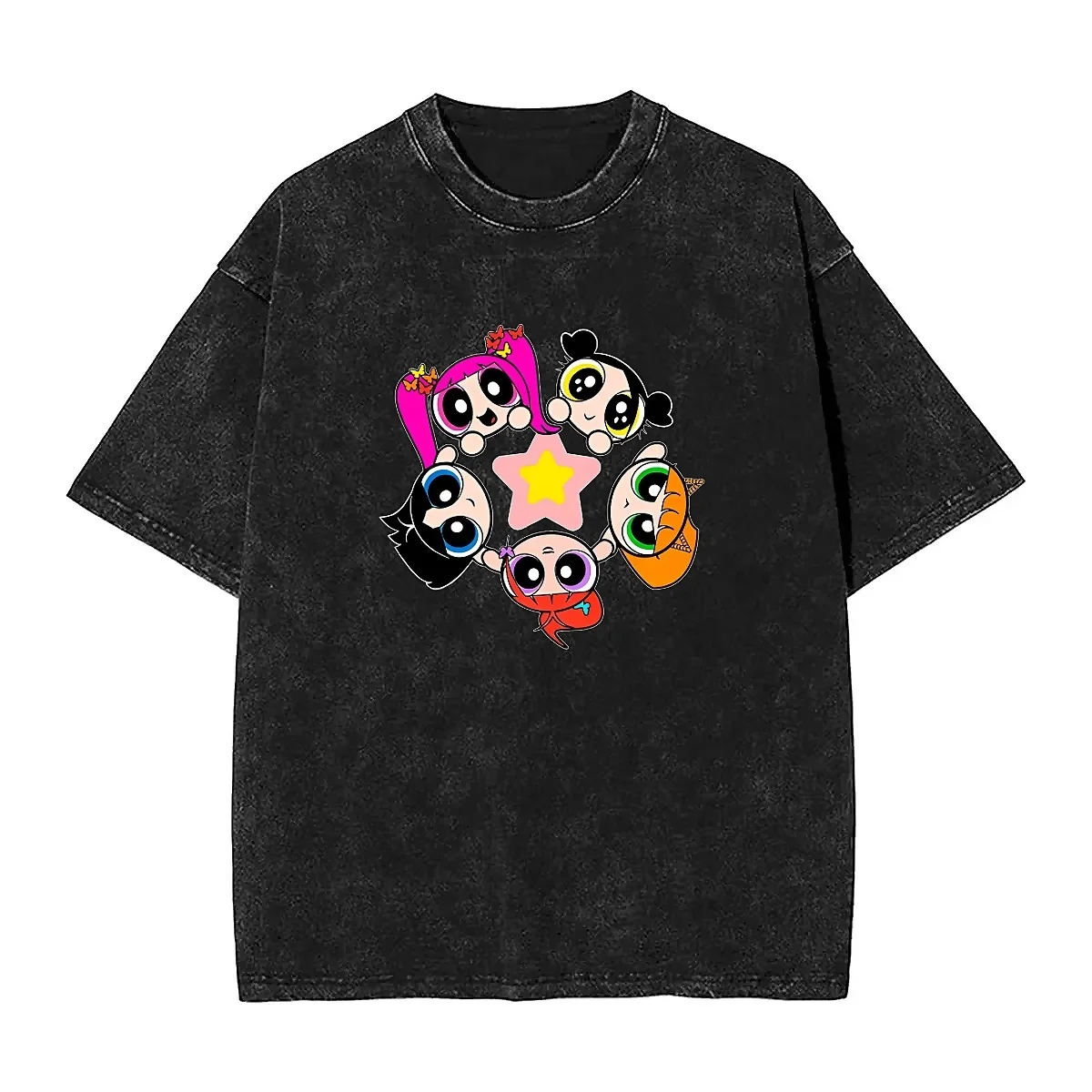 T-Shirt Uomo Donna Newjeans X Powerpuff Girls T-Shirt Starwashed Harajuku Cute Danielle Estetica Summer Tees Y2K Basic Casual
