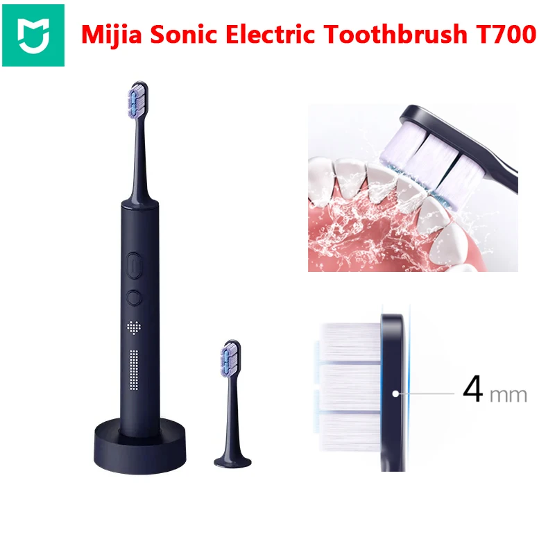 

MIJIA T700 Sonic Electric Toothbrush Whitening Ultrasonic Vibration Oral Cleaner Brush APP LED Display Inductive Charging