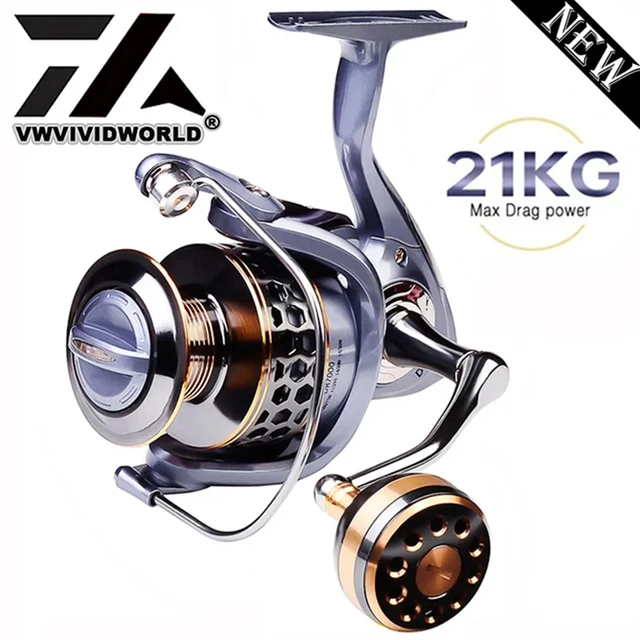 VWVIVIDWORD,High Quality,Max Drag 21KG, Alloy Spool,Saltwater Fishing Reel, 5.2:1 High Speed,Spinning