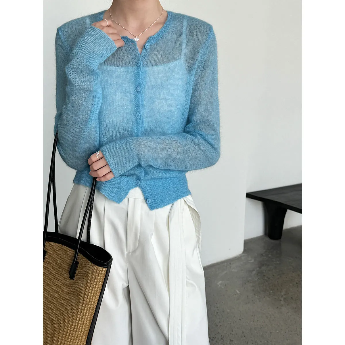 2026 Wool And Mohair Material Women Sweater Hollow Out Design Knitted Thin Cardigans Clothes Tops For Women Soft Sweater - 2