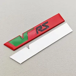 Premium 3D Metal RS Logo VRS Car Emblem and Trunk Badge (Sticker Red Black)