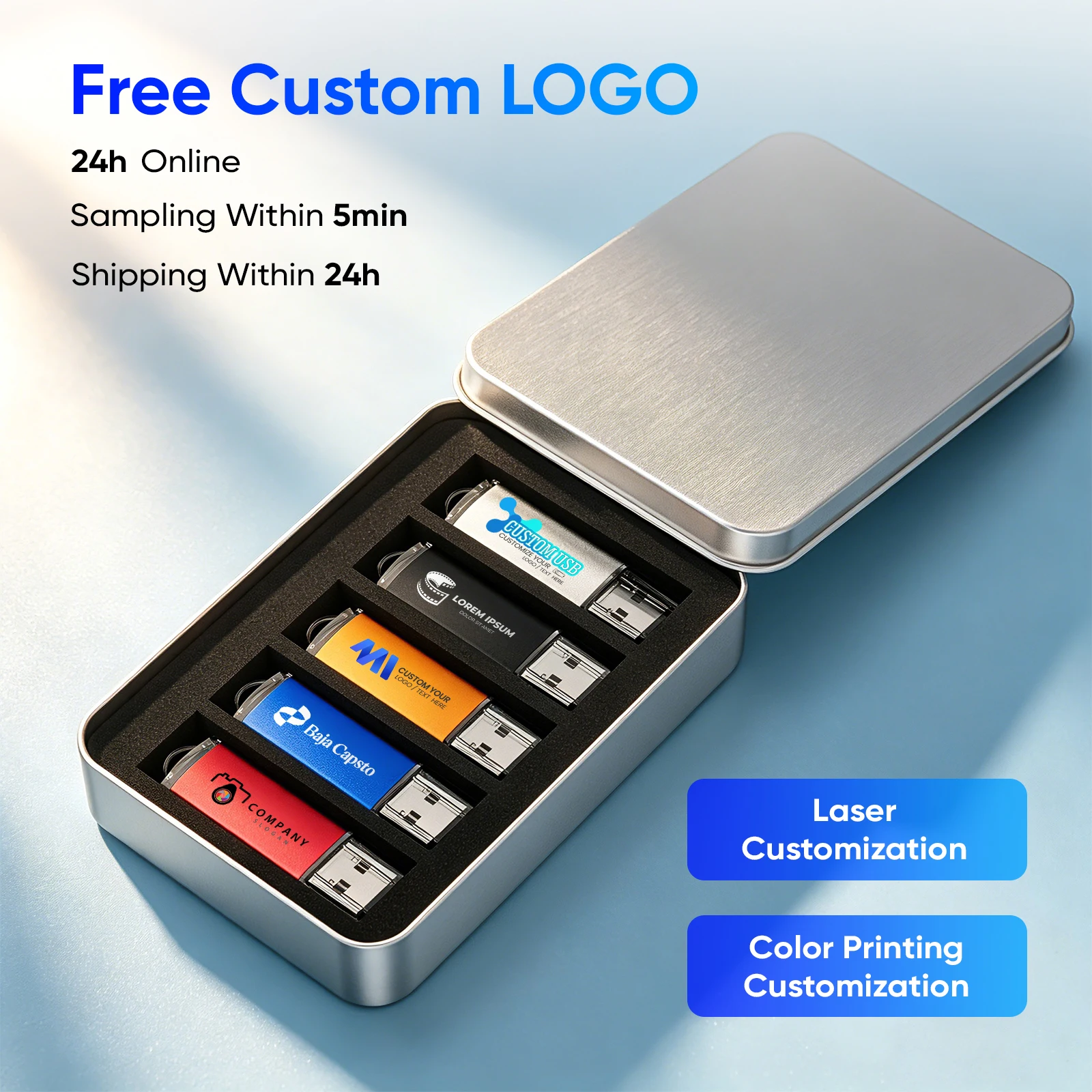 무료 맞춤형 로고 10개/세트 금속 USB 플래시 펜 드라이브 4GB 펜드라이브 32GB 메모리 스틱 실제 용량 8GB U 디스크 64G Cle Usb