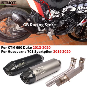 Motorcycle Exhaust Carbon Fiber Muffler Escape Moto Mid Link Pipe For KTM 690 Duke 2013-2018 Husqvarna 701 Svartpilen 2019 2020