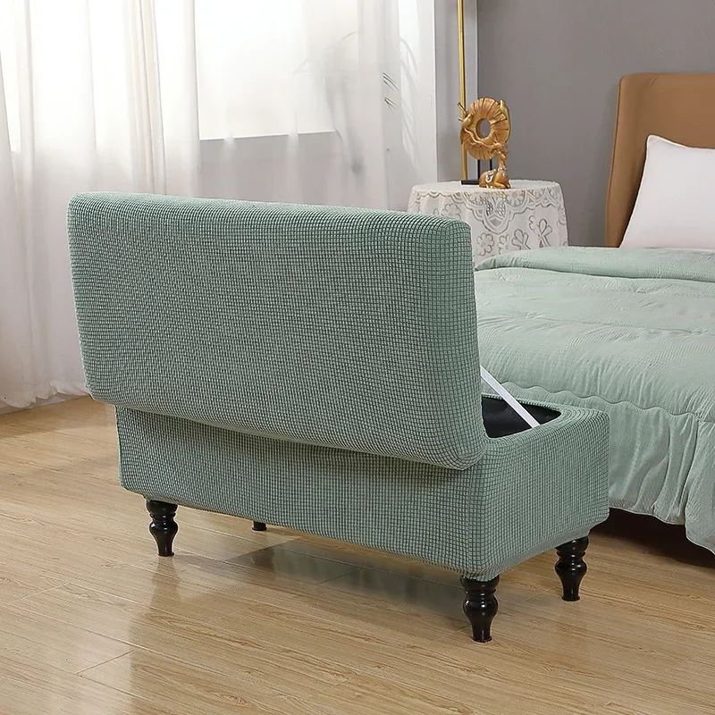 Non-Slip Polar Fleece Storage Stool Cover Elastic Ottoman Footstool Covers Rectangle Stretch Footrest Seat Slipcover Home Decor 4